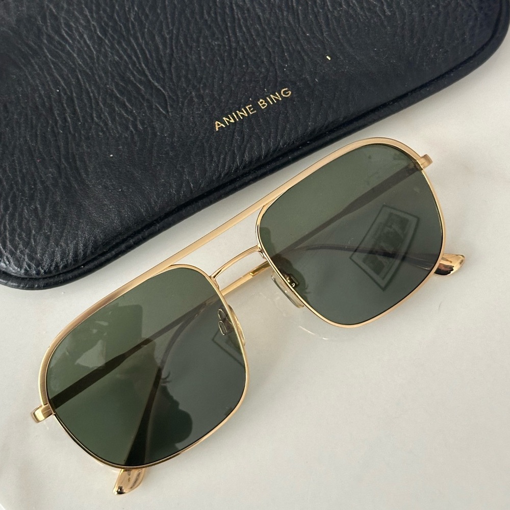 Anine Bing Gold Aviator Sunglasses